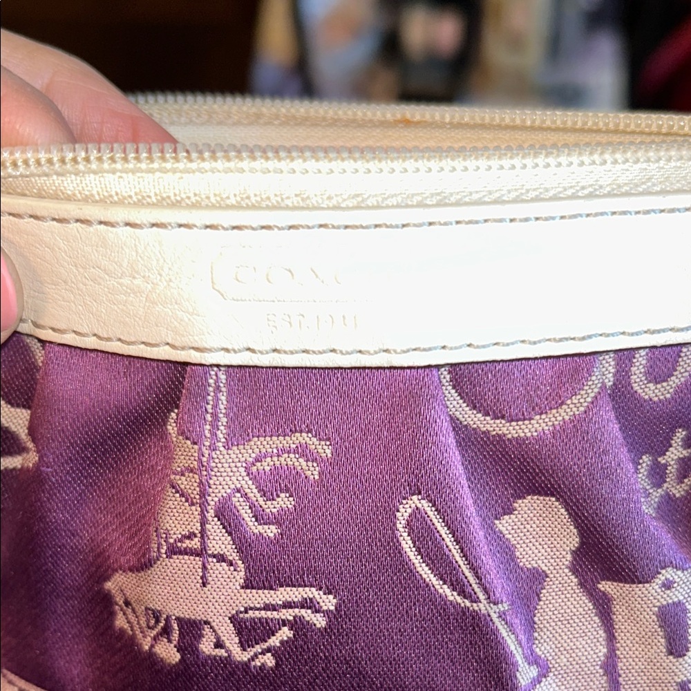 Coach Purple and Cream Wristlet - Picture 12 of 15